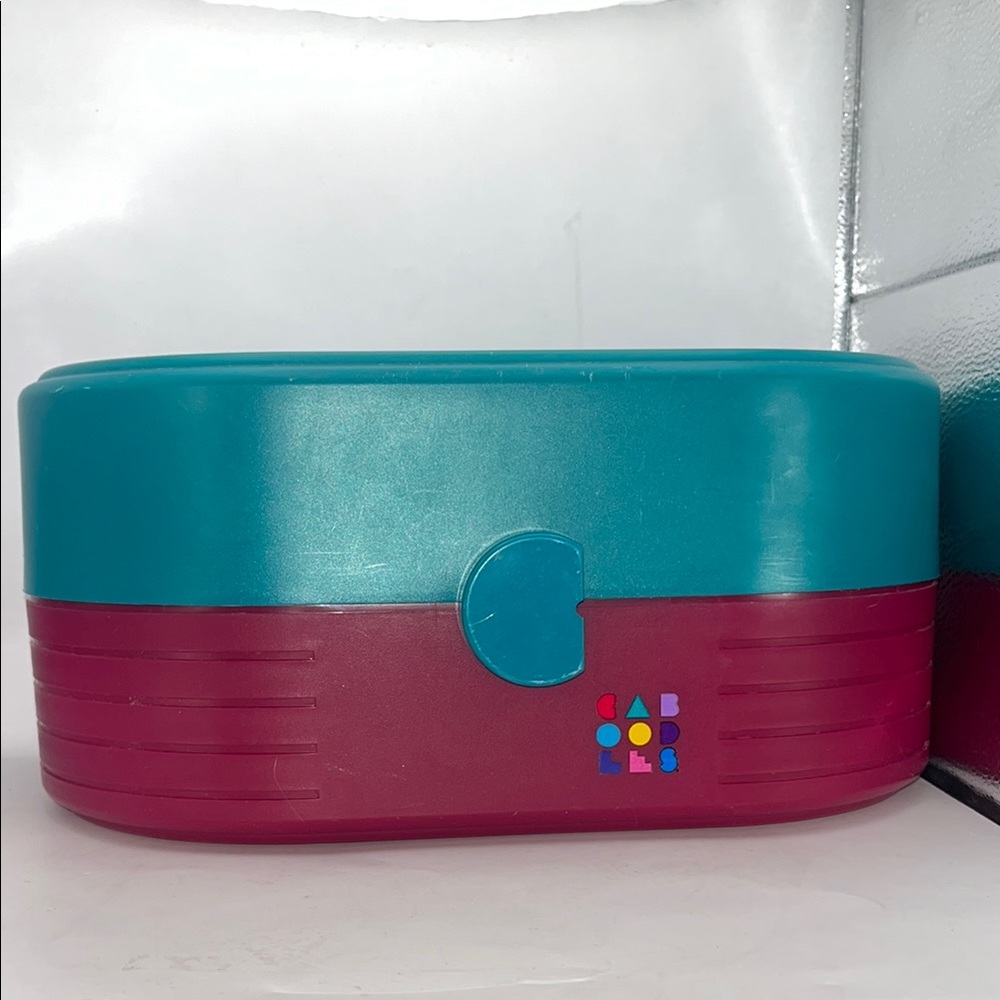 Vintage Caboodles Oval Make Up Organizer Storage Travel Case Maroon Teal 90s